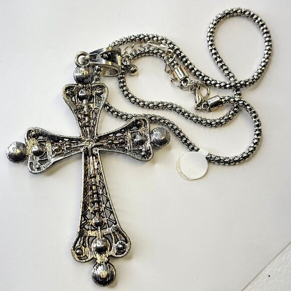 Mens Large Cross Pendant Necklace - Picture 11 of 11